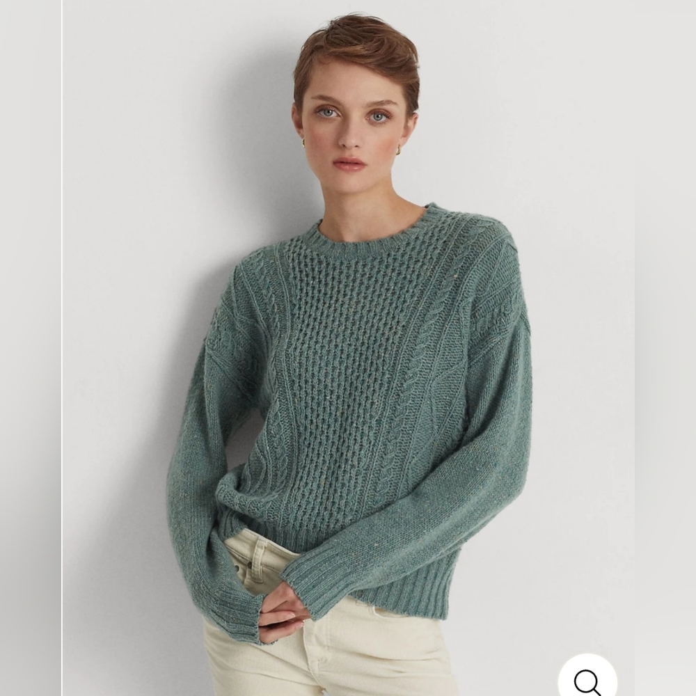Lauren Ralph Lauren Ribbed Long Sleeve Crew Neck Sweater Alpaca Wool XL $168